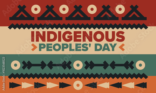 Indigenous Peoples' Day. Native American Day. American Indian culture. Heritage Month. Celebrate annual in United States. Tradition pattern. Poster, card, banner and background. Vector illustration