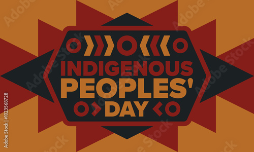 Indigenous Peoples' Day. Native American Day. American Indian culture. Heritage Month. Celebrate annual in United States. Tradition pattern. Poster, card, banner and background. Vector illustration