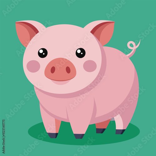 pink pig vector art