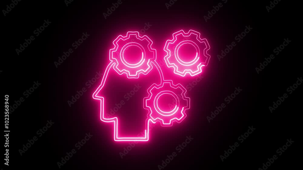 Glowing neon Technical Support icon isolated on black background. HD Video motion graphic animation Glowing neon Technical Support icon isolated on black background. HD Video motion graphic animation