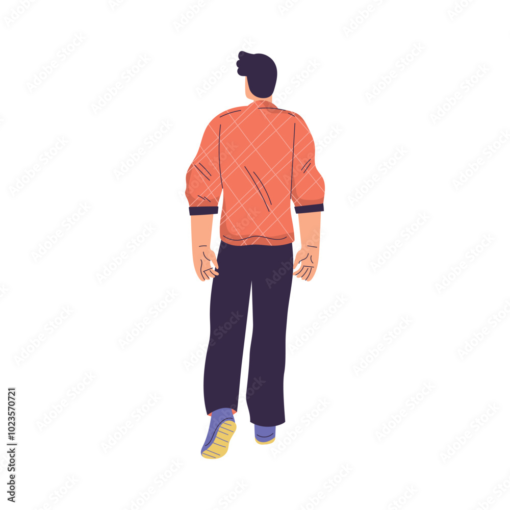 Man Character Standing from Behind Back View Vector Illustration Man Character Standing from Behind Back View Vector Illustration