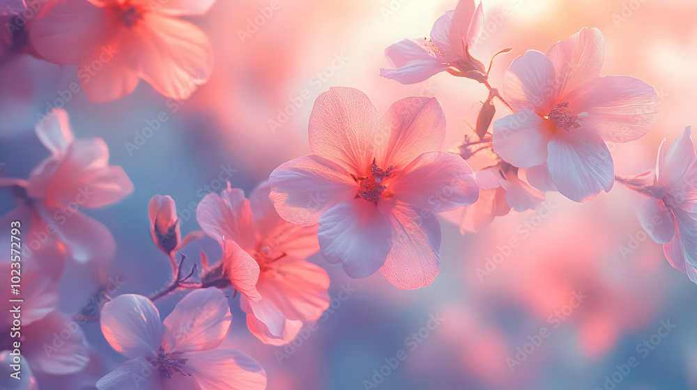 Pink Flower Bloom in Soft Light - Illustration Pink Flower Bloom in Soft Light - Illustration