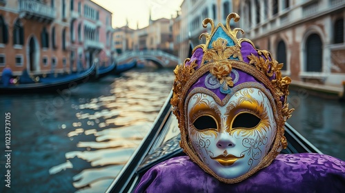 Carnival Mask on Gondola Seat photo