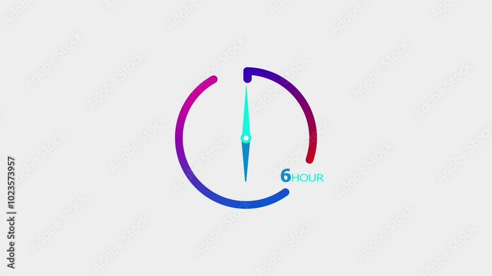 6 hour timer clock icon modern design animation 4k video. 6 hour timer clock icon modern design animation 4k video.