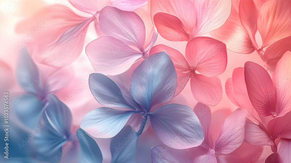 Delicate Flower Petals - Pink and Blue Abstract Background Delicate Flower Petals - Pink and Blue Abstract Background