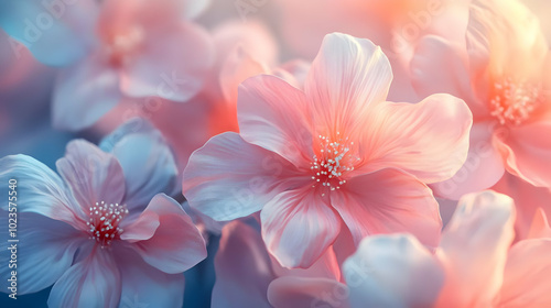 Delicate Pink Flower Petals Closeup 3D Illustration