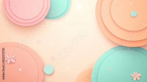 Soft pastel circles and floral elements create a serene, decorative background.