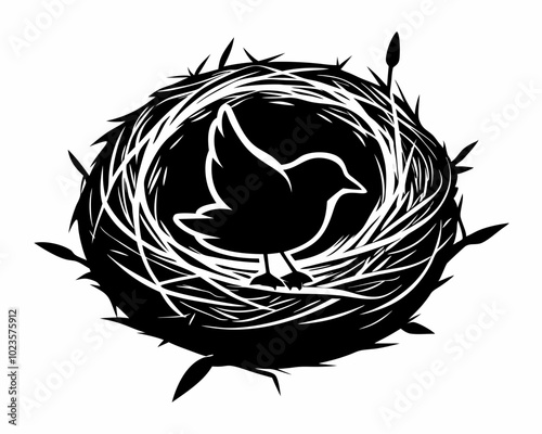 birds nest silhouette,birds nest  vector illustration