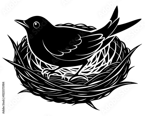 birds nest silhouette,birds nest  vector illustration