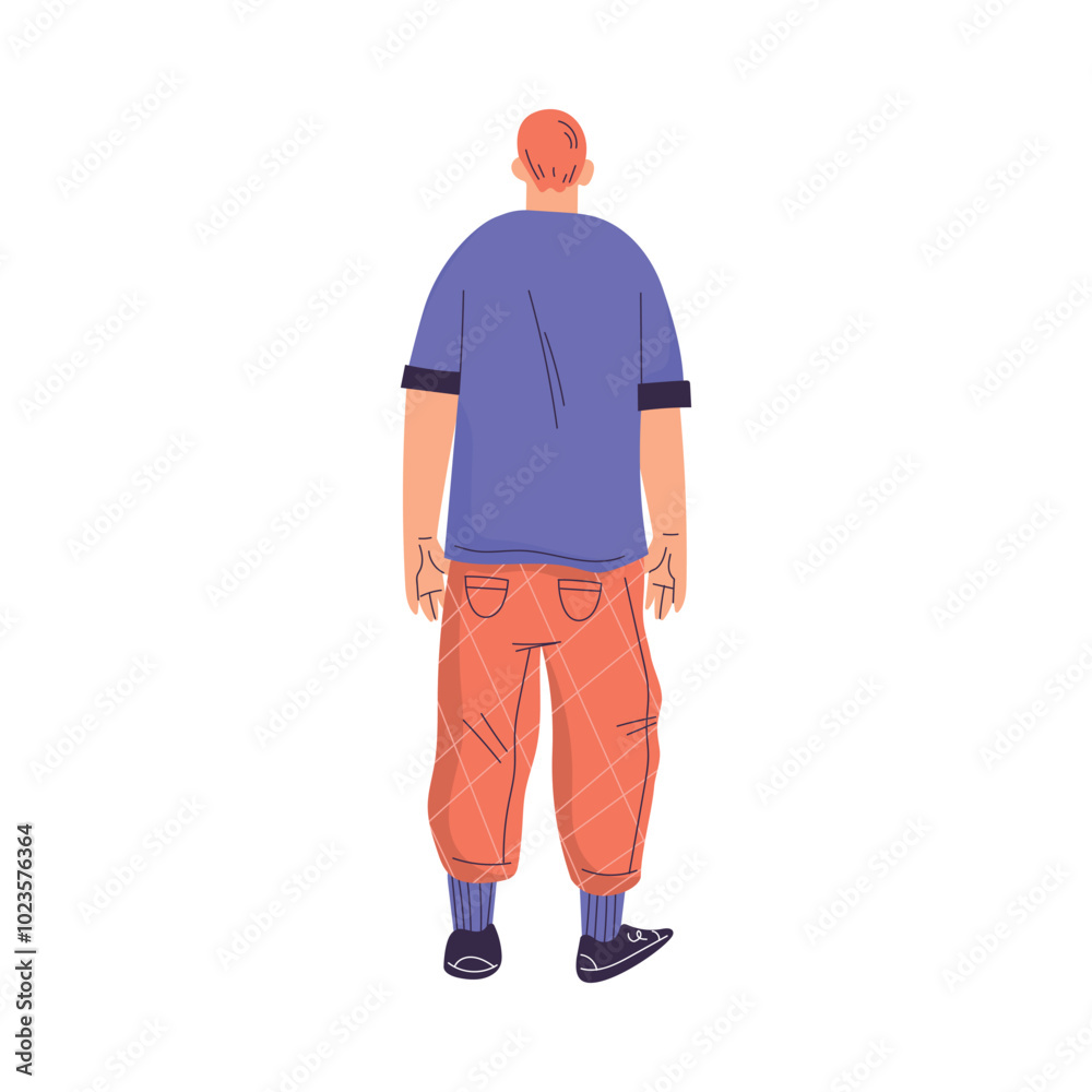 Man Character Standing from Behind Back View Vector Illustration Man Character Standing from Behind Back View Vector Illustration