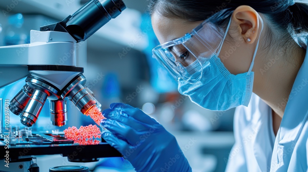 Laboratory Technician Examining Gut Microbiome Samples Laboratory Technician Examining Gut Microbiome Samples