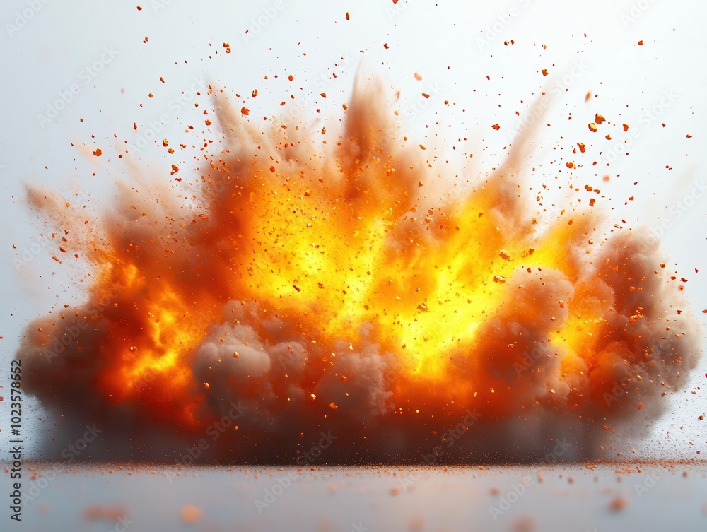 realistic depiction of a vibrant explosion bursting against a stark white background, showcasing vivid colors and dynamic energy, capturing the raw power and chaotic beauty of an explosive event realistic depiction of a vibrant explosion bursting against a stark white background, showcasing vivid colors and dynamic energy, capturing the raw power and chaotic beauty of an explosive event