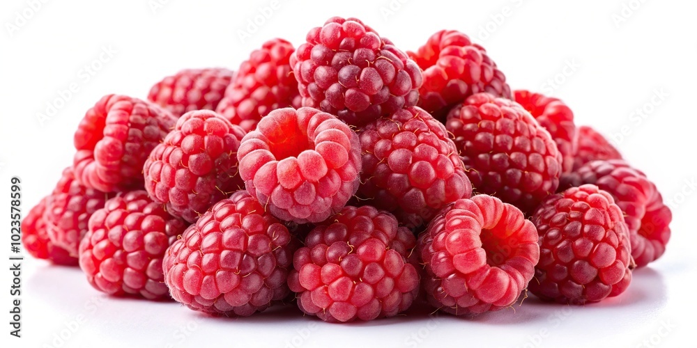 Juicy red raspberries on white background Juicy red raspberries on white background