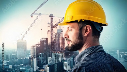 Double exposure of construction worker and building engineer 