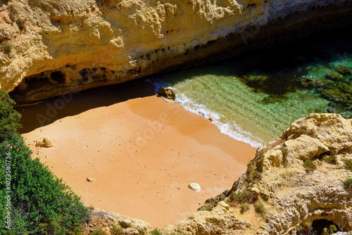 coast in algarve from marinha beach to albandeira beach portugal photo