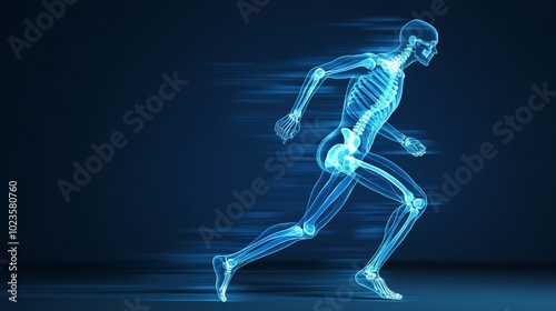 orthopedic insight xray vision of running mans bones and joints abstract concept illustration 