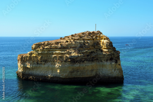 coast in algarve from marinha beach to albandeira beach portugal