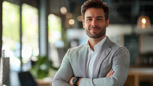 A man in a suit and tie is smiling and posing for a picture