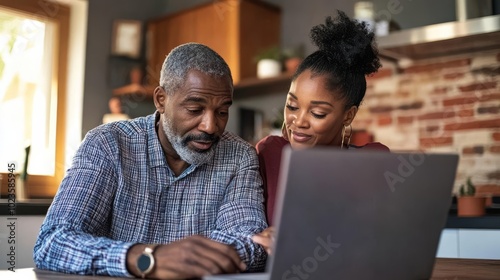 25 Senior couple reviewing retirement plans amidst debt worries, financial security concept