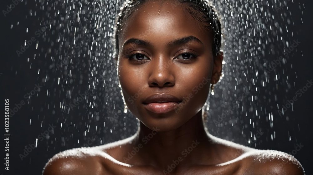 Fototapeta premium The girl's face in the shower