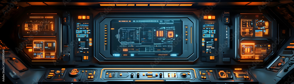 Retro Futuristic Control Panel Frame with LED Readouts - Close-Up Design Featuring Mastery in Retro Digital Font and Custom Content Area - Photo Stock Concept