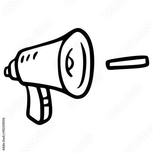 megaphone volume down with minus hand drawn doodle outline icon