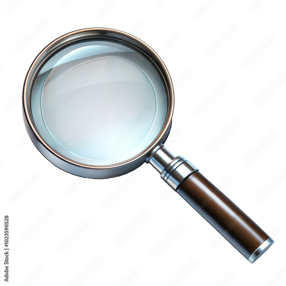 Magnifying glass, isolated on transparent or white background.