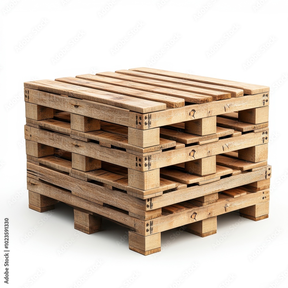 A stack of wooden pallets arranged neatly, ideal for showcasing storage solutions, shipping materials, or rustic decor concepts in warehouses, workshops, or retail environments, A stack of wooden pallets arranged neatly, ideal for showcasing storage solutions, shipping materials, or rustic decor concepts in warehouses, workshops, or retail environments,