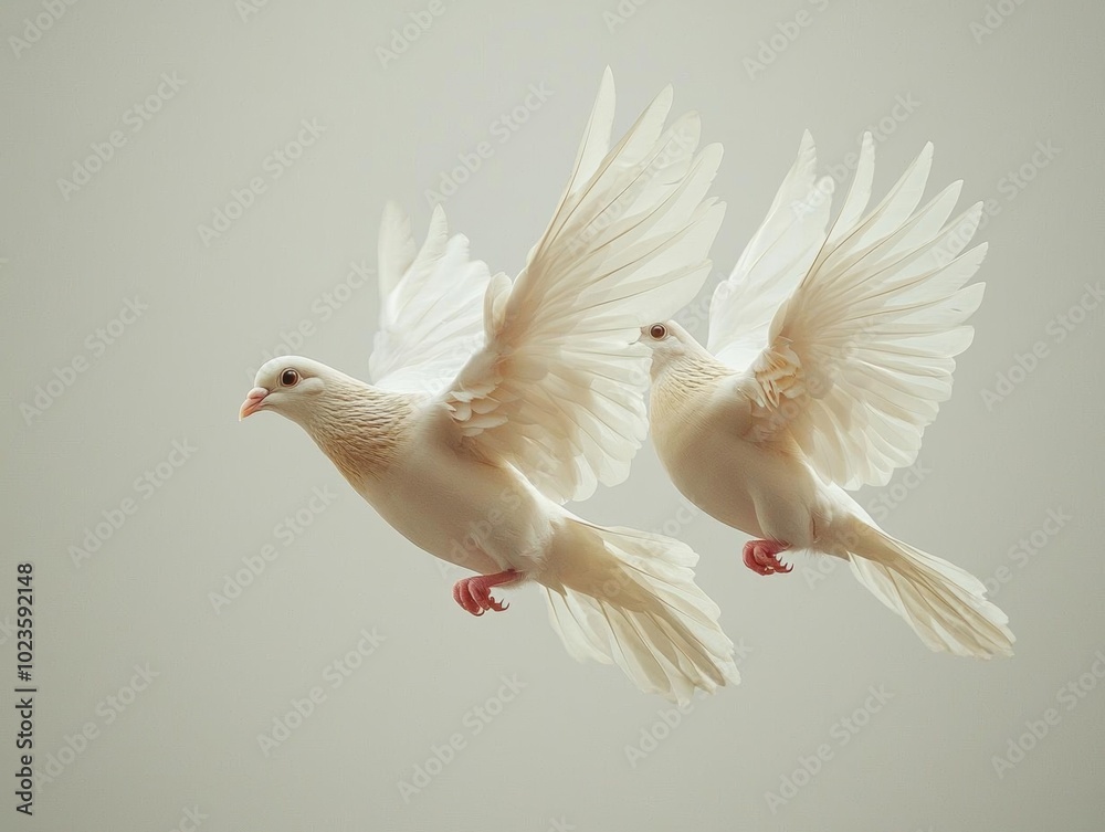 Obraz premium highly detailed,beautiful doves flying,photography,