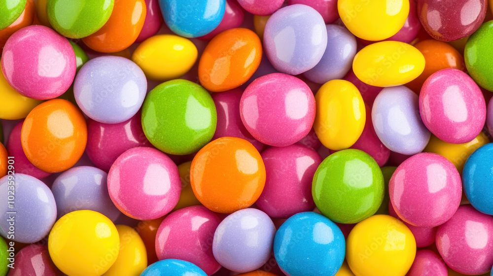 A vibrant and seamless texture of colorful glossy candies in various bold hues creating a symmetrical flat design A vibrant and seamless texture of colorful glossy candies in various bold hues creating a symmetrical flat design