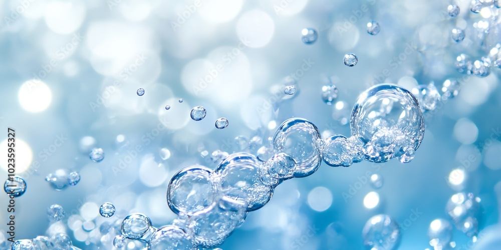 A blue background with many small, clear bubbles floating in the air. The bubbles are scattered throughout the scene, creating a sense of movement and energy. Scene is light and playful A blue background with many small, clear bubbles floating in the air. The bubbles are scattered throughout the scene, creating a sense of movement and energy. Scene is light and playful