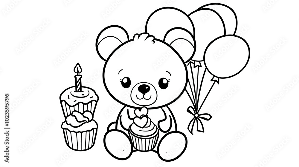 Cute teddy bear holding cupcakes Cute teddy bear holding cupcakes