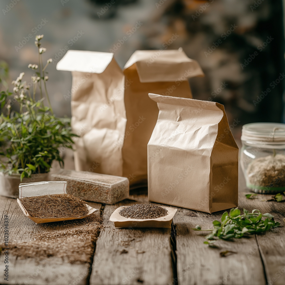 Eco-friendly food packaging, tableware, paper bags isolated on white background, eco products illustration. Eco-friendly food packaging, tableware, paper bags isolated on white background, eco products illustration.