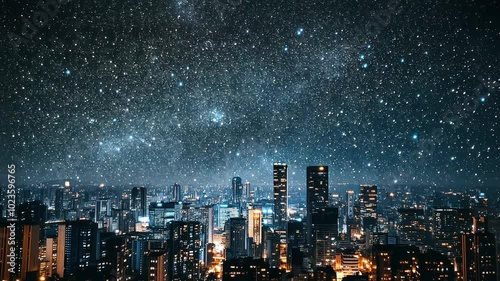 Wallpaper Mural Cityscape Under a Starry Night Torontodigital.ca