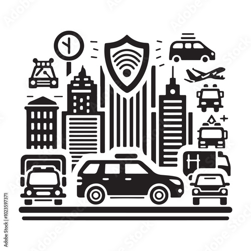 Minimalist car icon vector illustration, Generative Ai