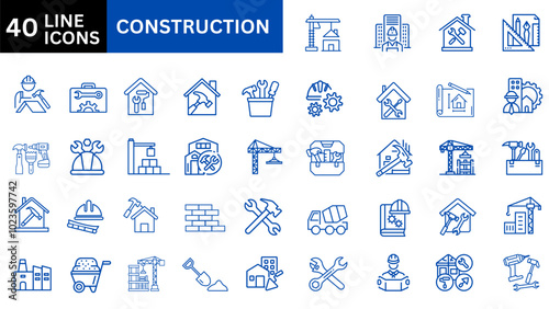Construction icon collection set.