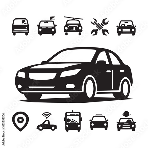 Minimalist car icon vector illustration, Generative Ai