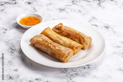 Traditional crispy fried stuffed springroll