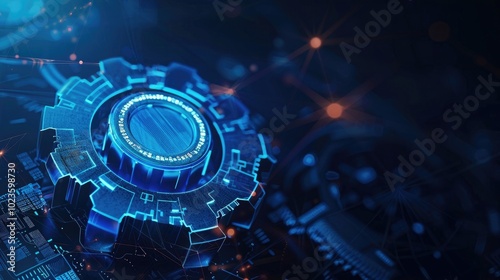Wallpaper Mural Futuristic blue gear digital transformation abstract technology background. Artificial intelligence and big data concept. Business growth computer and investment industry 4.0 . Vector illustration Torontodigital.ca