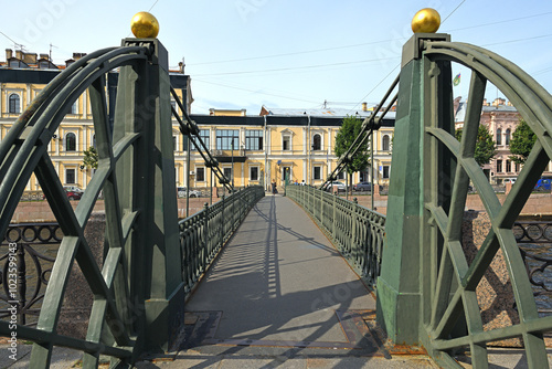 Postoffice Bridge, pedestrian bridge across Moika River in St. Petersburg, Russia photo