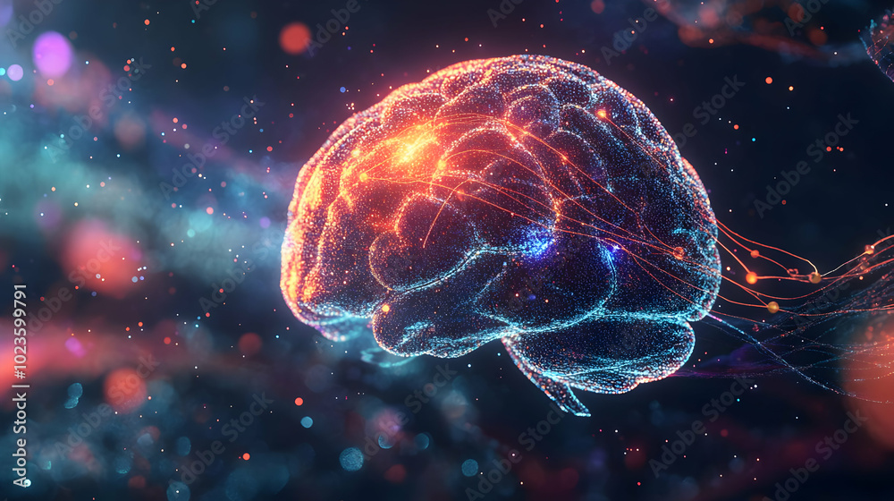 3D Digital Brainwaves Visualization Concept: Camera Glides Over Neural Pathways, Highlighting Human Cognition and AI Interaction with Vibrant Colors and Interactive Insights. 3D Digital Brainwaves Visualization Concept: Camera Glides Over Neural Pathways, Highlighting Human Cognition and AI Interaction with Vibrant Colors and Interactive Insights.