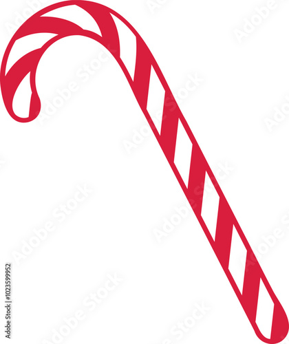 Christmas candy cane. Christmas stick. Traditional xmas candy with redand white stripes. Vector illustration