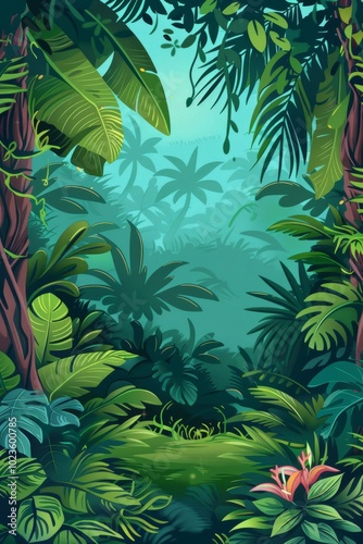 Wallpaper Mural Meticulously hand-drawn realistic cartoon background. Torontodigital.ca