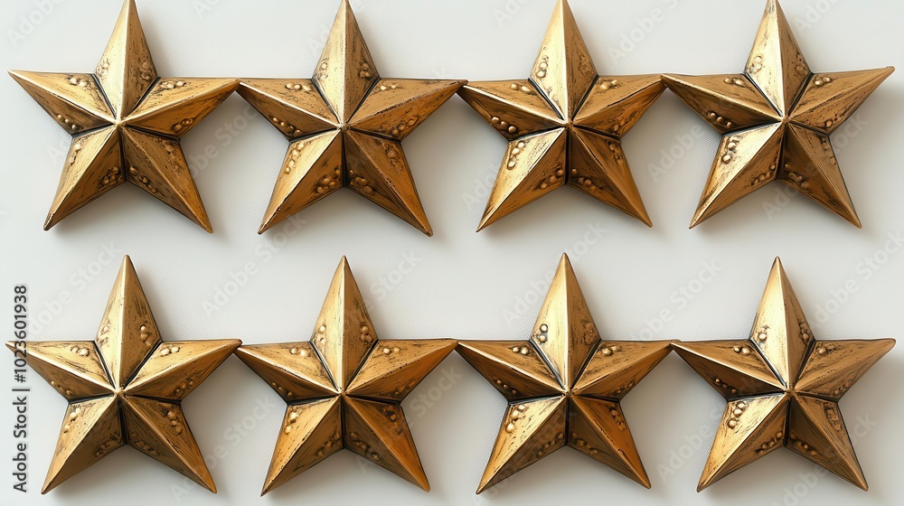 set of 12 shiny golden stars arranged meticulously on a pure white background radiating elegance and charm perfect for celebratory designs or awards embodying achievement and honor set of 12 shiny golden stars arranged meticulously on a pure white background radiating elegance and charm perfect for celebratory designs or awards embodying achievement and honor