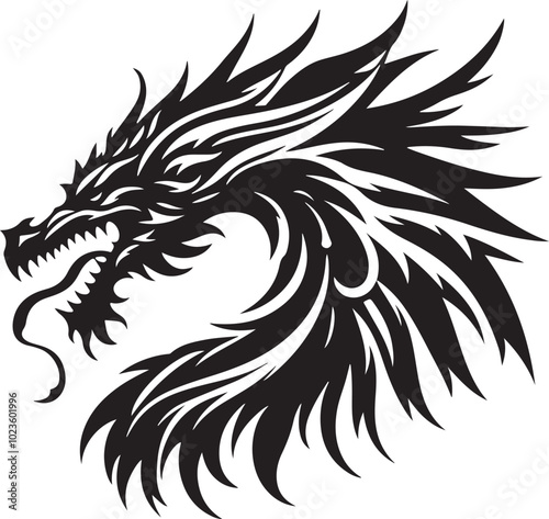 Wallpaper Mural Dragon head vector silhouette  Torontodigital.ca