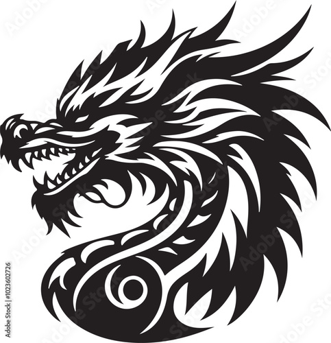 Dragon head vector silhouette 