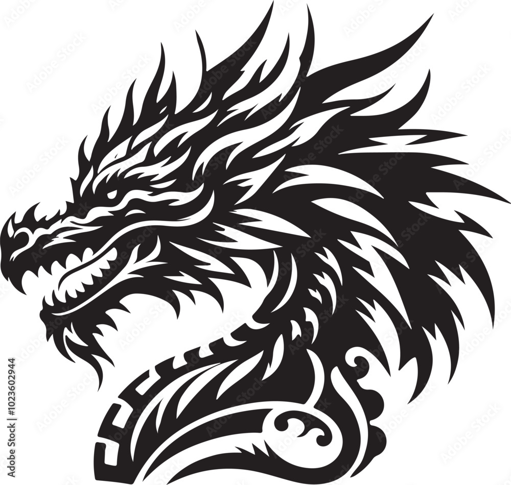 Dragon head vector silhouette Dragon head vector silhouette