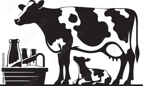 Dairy farm cow vector silhouette