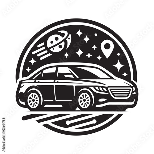 Minimalist car icon vector illustration, Generative Ai