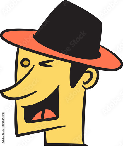 Male Face with Hat Comic Avatar 